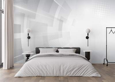 Abstract white and grey modern square shape with Halftone. Futuristic concept background Wall mural