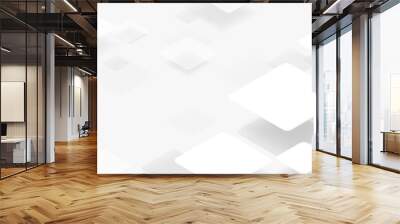 Abstract white and grey squares floating. Futuristic technology digital hi tech background Wall mural