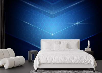 Blue abstract digital hi technology concept background. Space for your text Wall mural