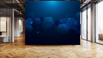 Blue abstract hexagons technology digital hi tech concept background Wall mural