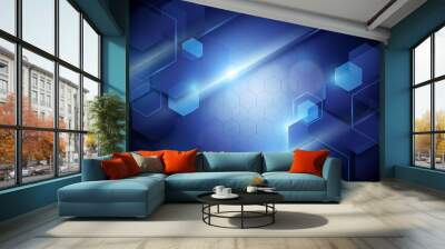 Blue abstract technology digital hi tech concept background. Space for your text Wall mural