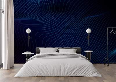 Blue abstract wave and lines pattern stripe with futuristic technology concept background. Vector illustration Wall mural