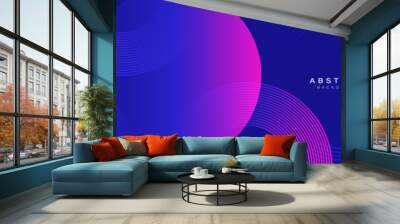 Blue and purple abstract banner with circular geometric shapes background. Modern futuristic hi-technology concept. Vector illustration Wall mural