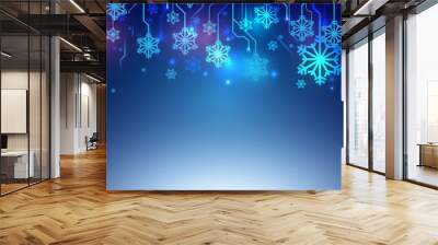 Circuit Blue lines with Snowflake Abstract Technology Background Wall mural