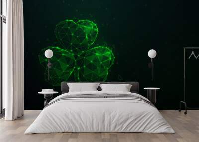 Clover leaf plant form lines, triangles and particle style design Wall mural