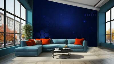 Dark blue abstract geometric futuristic digital hi technology concept background Wall mural