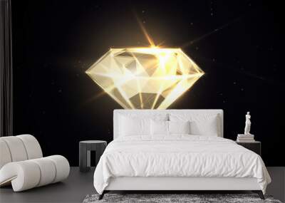 gold diamond. low polygon line, triangles, and particle style design. abstract geometric wireframe l Wall mural