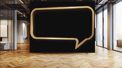 Golden speech bubble luxury icon on dark background. Vector illustration Wall mural