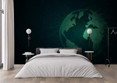 Green globe glass, Environment, Ecology Concept. Save the world. Vector illustration Wall mural