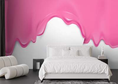 Pink color dripping background,vector design Wall mural