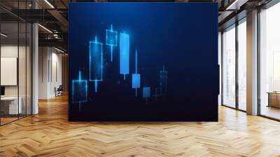 The stock market, graph with diagrams. Low polygon line, triangles, and particle style design. Abstract geometric wireframe light connection structure Wall mural