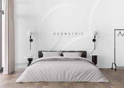 White minimal circle background. Abstract geometric shadow texture banner Wall mural