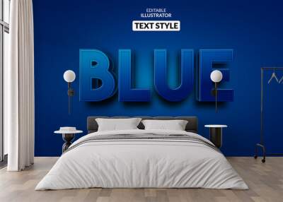 3d blue text effect, editable text effect Wall mural