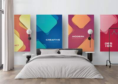 abstract element design, colorful gradient background, set of cover templates. Wall mural