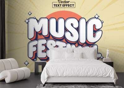 Editable text effect - Music Fest Vintage Cartoon template style premium vector Wall mural