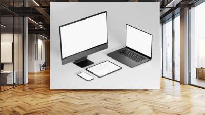 Responsive Web Design and website Mockup, Devices Mock up, Smartphone desktop tablet laptop template Mockup Wall mural