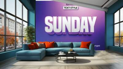 Sunday gradient purple and blue, colorful editable text effect Wall mural