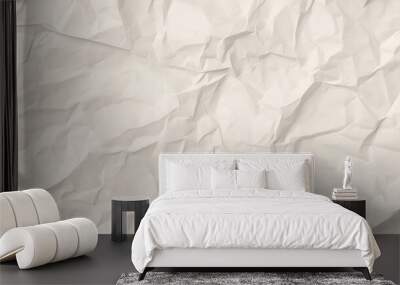 white crumpled paper background texture Wall mural