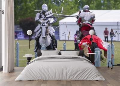 Two medieval knights confront during jousting tournament Wall mural