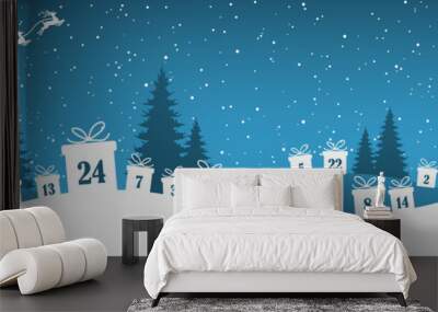 advent calendar 1 to 24 on christmas presents Wall mural