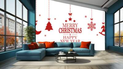 hanging christmas icons and new year greetings Wall mural