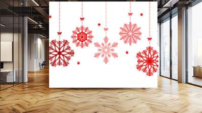 hanging snow stars banner for christmas greetings time Wall mural