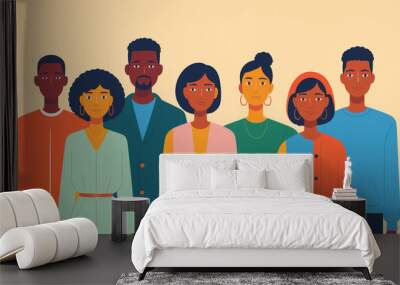 Groupe personnes famille travail soudé solidarité union coloré. Wall mural