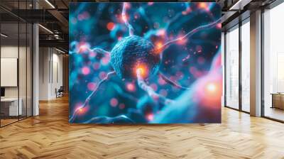 Witness the latest breakthroughs in neurodegenerative disease treatment with a close-up view of molecular drugs and cutting-edge lab tools Wall mural