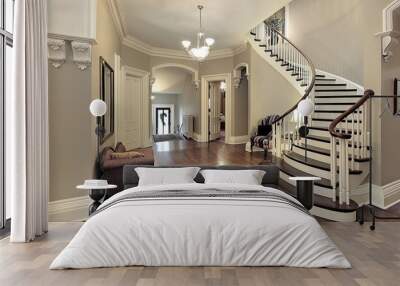 Foyer with curved staircase Wall mural