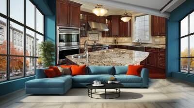 kitchen with granite island Wall mural