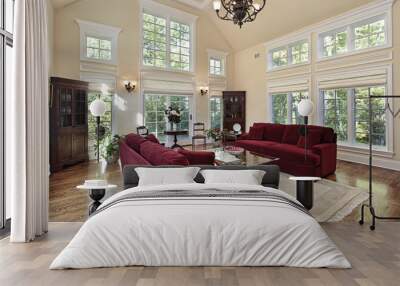 Living room with two story windows Wall mural