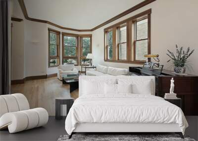 Living room with wood trimmed windows Wall mural