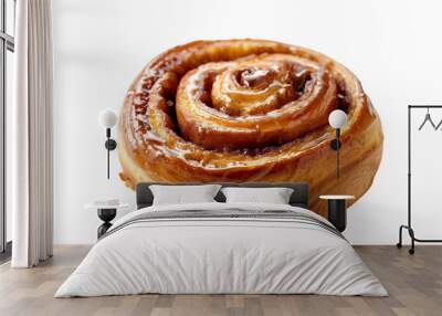 A cinnamon roll with a glaze on top Wall mural