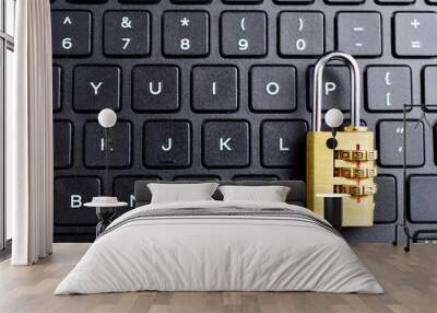 security lock on black computer keyboard  , computer security concept Wall mural