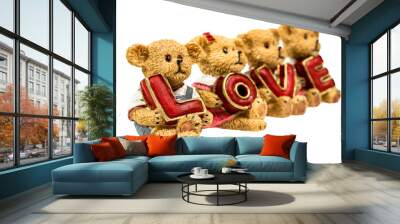 abtract teddy bear hold love isolated Wall mural