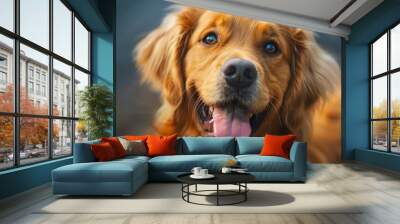 Happy Young Golden Retriever Dog Cute, Desktop Wallpaper Backgrounds, Background HD For Designer Wall mural