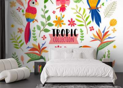 Tropical set for jungle party or wedding. Wall mural