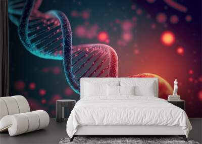 3d rendered genetic  illustration of human dna under microscope created with generative ai technology Wall mural