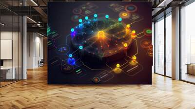 digital colorful flow chart management prozess connected lab created with generative ai technology Wall mural