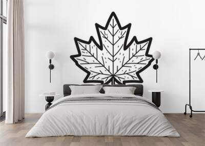 Simple Maple Leaf Thin Line Icon - Fall Season Symbol. Wall mural