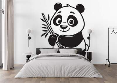 Vector Panda Icon - Adorable Line Art for Nursery Design. Wall mural