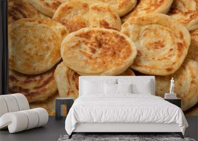 Fresh baked meloui, Moroccan pancakes Wall mural