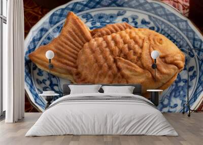 Fresh homemade baked sweet Japanese taiyaki as a snack close up  Wall mural