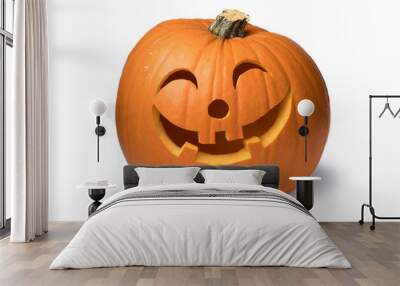 Orange kind smiling Halloween pumpkin Wall mural