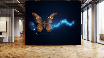 Evolution of a butterfly in a digital futuristic style. Insect life cycle, transformation from caterpillar to butterfly. The concept of a successful startup or investment or business, Generative AI  Wall mural