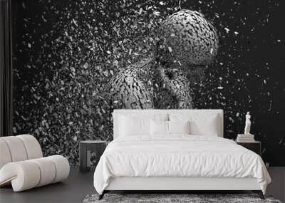 Anxiety, despair and depression idea with shattered woman body silhouette. Wall mural