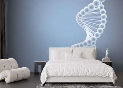 Dna helix, 3d render, vertical, light blue background. Wall mural