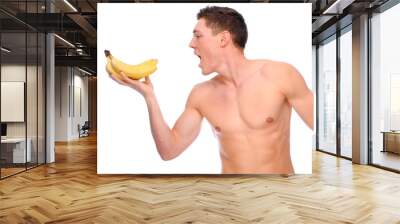 Naked man with fruit Wall mural