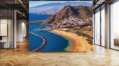 Amazing view of beach las Teresitas with yellow sand. Wall mural