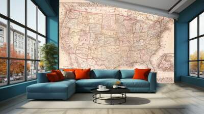 Old Map of the United States, 1867, Mitchell Wall mural